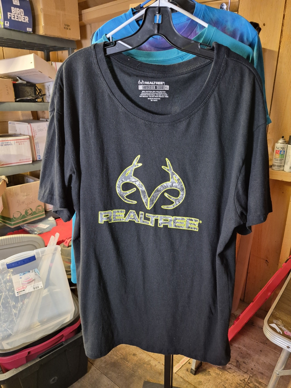 Realtree Black T‑Shirt with Neon Yellow Logo - Men Short Sleeve